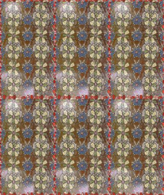 Suluboya kusursuz desen. Kahverengi ve nötr renklerdeki çiçekler suluboya tarzında. Çiçek izi.