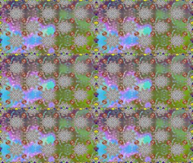 Raster Modaya uygun kumaş deseni. Gri ve yeşil renkli şirin çiçek desenleri. Düz Çiçek Elementleri Tasarımı. Renkli Bahar Teması Kusursuz Arkaplan.