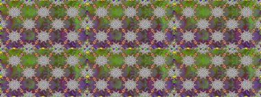 Gri ve yeşil renklerde bahar çiçekleri. Raster illüstrasyonu. Yaprak ve çiçeklerin suluboya resmi, gri ve yeşil renklerde pürüzsüz desen.