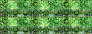 Altın şablon. Kart, duvar kağıdı, ambalaj ve tekstil için klasik tasarım. Raster illüstrasyonu. Yeşil renkte Royal retro. Kusursuz desenli altın elementler. Çiçeksel klasik doku.