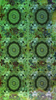 Noel, kar tanesi, yeni yıl 2019. Yeşil renklerde ve altın elementlerle kusursuz klasik desen.