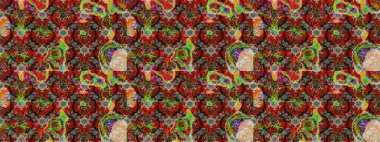 Raster deseni. Bahar çiçekleri dallı desen, kırmızı renkler çiçekli siluet.