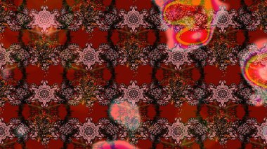 Renkli Bahar Teması eskiz kalıbı. Çiçek desenli eskiz, yaz çiçekleri. Kahverengi ve kırmızı renkte çiçekler. Düz Çiçek Elementleri Tasarımı.