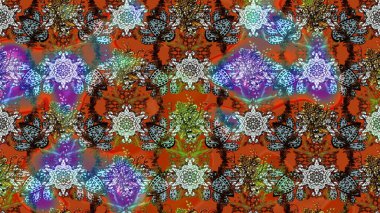 Raster illüstrasyonundaki çiçek desenli çizim. Kahverengi ve nötr renkte çiçekler.