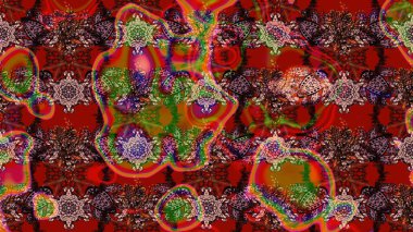 Renkli Bahar Teması eskiz kalıbı. Süslü kumaş deseni. Düz Çiçek Elementleri Tasarımı. Raster illüstrasyonunda çiçek deseni çizimi.