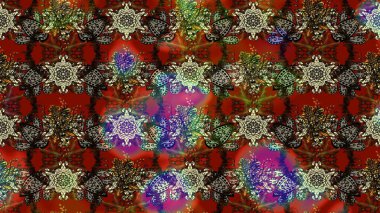 Raster - stok. Kahverengi ve kırmızı çiçekli eskiz deseni, suluboya çiçek deseni, sevimli çiçek, duvar kağıdı, kart veya kumaş için fayanslı.