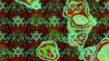 Yeşil ve kahverengi renkte güzel çiçekleri olan eskiz deseni, suluboya çiçek deseni, duvar kağıdı, kart veya kumaş için fayanslı. Raster..