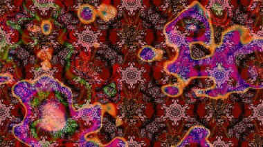 Kahverengi ve kırmızı renkte çiçekler. Kumaş desenli papatya çiçekleri ayrıntıları.