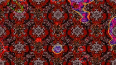 Çiçekli eskiz çizimi. Renkli Yaz Temalı eskiz kalıbı. Düz Çiçek Elementleri Tasarımı. Kahverengi ve kırmızı renkte çiçekler.