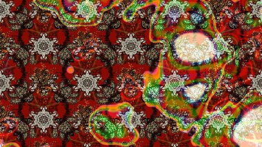 Hediye ambalaj kağıdı, tebrik kartları, posterler ve pankart tasarımı. Kahverengi ve kırmızı renkte çiçekler. Raster düz çiçek çizim deseni.