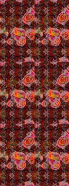 Raster hisseleri. Suluboya, elle çizilmiş. Eskiz arkaplan modeli. Çiçekler kahverengi, kırmızı ve pembe.