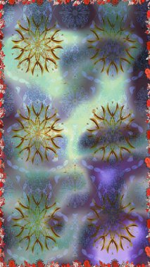 Güzel kumaş deseni. Zentangle soyut çiçekleri. Renkli Bahar Temalı Kusursuz Arkaplan. Düz Çiçek Elementleri Tasarımı. Karalama çiçeği. Raster illüstrasyonu.