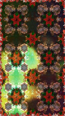 Çiçeksiz desenli, suluboya elle çizilmiş elementler. Parlak renkli fantezi çiçekleri, yapraklar, tomurcuklar kahverengi ve gri renklerde kahverengi ve gri.