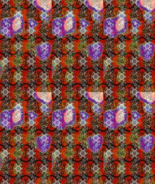 Raster illüstrasyonundaki çiçek desenli çizim. Çiçekler kahverengi, kırmızı ve gri renklerde.