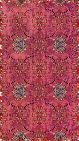 Çiçeksiz desenli arka plan, darbeler, sıçramalar, yaz çiçekleri. Pembe ve kırmızı renkte çiçekler. Raster illüstrasyonu.