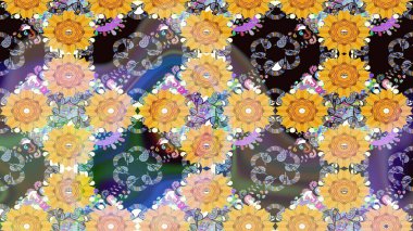 Raster illüstrasyonu. Küçük çiçekteki sevimli çiçek deseni. Güzel karalamalı çiçek desenli çizim. Güzel kumaş deseni.