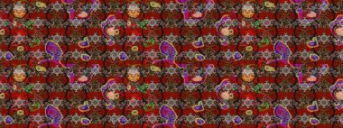 Çiçek ve yapraklı çiçek deseni. Küçük çiçekli şirin bir desen. Raster illüstrasyonu.