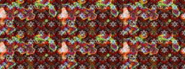 Çiçekli karalama şeklinde Raster çiçek deseni. Nazik, narin çiçek arkaplanı. Kahverengi ve kırmızı renkte çiçekler.