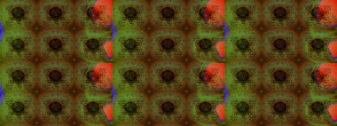 Çiçek desenli eskiz, darbeler, sıçramalar, yaz çiçekleri. Kahverengi ve yeşil renkli çiçekler. Raster illüstrasyonu.