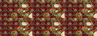 Raster düz çiçek çizim deseni. Hediye ambalaj kağıdı, tebrik kartları, posterler ve pankart tasarımı. Kahverengi ve kırmızı renkte çiçekler.