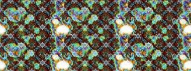 Yeşil ve mavi renkte manzaralı çiçek deseni. Çiçek kompozisyonu, el boyası, hassas şablon. Üst manzara, yumuşak stil. Sevgililer günü ve tebrik kartı konsepti için şık bir davet.