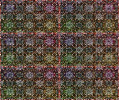 Raster illüstrasyonu. Gri ve kahverengi renklerde bahar çiçekleri. Yaprak ve çiçeklerin suluboya resmi, gri ve kahverengi renklerde kusursuz desen.