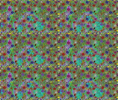 Düz Çiçek Elementleri Tasarımı. Renkli Bahar Temalı Kusursuz Arkaplan. Çiçeksiz desenli arka plan, yaz çiçekleri. Yeşil renkte çiçekler.