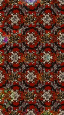 Renkli Bahar Teması eskiz kalıbı. Raster illüstrasyonu. Düz Çiçek Elementleri Tasarımı. Çiçekli çiçek deseni, suluboya. Kahverengi, kırmızı ve bej renkte çiçekler.