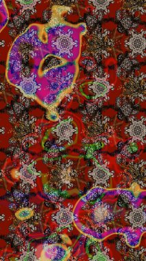 Hediye ambalaj kağıdı, tebrik kartları, posterler ve pankart tasarımı. Raster düz çiçek çizim deseni. Kahverengi ve kırmızı renkte çiçekler.