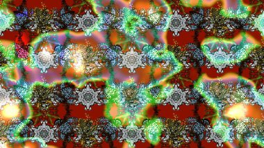 Çiçekli zambakların eskiz geçmişi. Çiçek tasarımı için inanılmaz bir kolaj cenneti tarzı. Parlak çiçekli kolaj çiçekleri yeşil ve kahverengi.