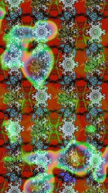 Raster illüstrasyonu. Suluboya çiçekli çiçek deseni. Kahverengi, yeşil ve nötr renklerde güzel tekstil..