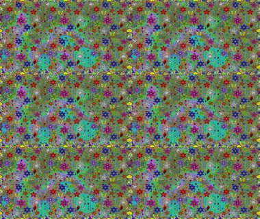 Düz Çiçek Elementleri Tasarımı. Renkli Bahar Temalı Kusursuz Arkaplan. Çiçeksiz desenli arka plan, yaz çiçekleri. Yeşil renkte çiçekler.