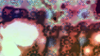 Miles Fleur, süslü püslü bir süs. Tomurcukları papatya çiçekleri olan sevimli bir çiçek deseni. Kumaş, tekstil, duvar kağıdı baskısı için. Eski usul. Eskiz geçmişi. Raster illüstrasyonu.