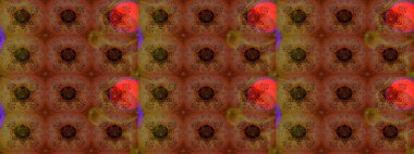 Çiçekli eskiz çizimi. Kahverengi ve kırmızı renkte çiçekler. Renkli Yaz Temalı eskiz kalıbı. Düz Çiçek Elementleri Tasarımı.