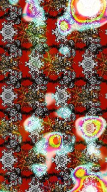 Çiçek ve yapraklı çiçek deseni. Küçük çiçekli şirin bir desen. Raster illüstrasyonu.