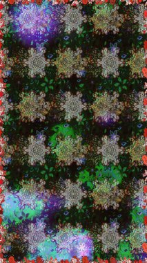 Küçük çiçekte hoş bir çiçek deseni var. Gri ve yeşil renklerde parlak çiçekli, soyut, pürüzsüz desen. Çiçek elementli zarif raster dokusu..