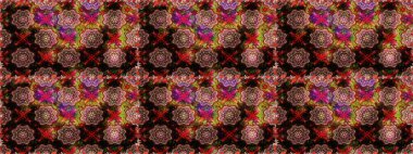 Raster illüstrasyonu. Kusursuz çiçek deseni duvar kâğıdı olarak kullanılabilir. Kahverengi ve siyah renkte çiçekler.