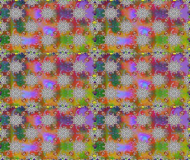 Gri ve kahverengi renklerde. Çiçek buketleriyle klasik tarzda kusursuz desenler. Raster illüstrasyonu.