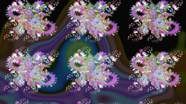 Kabile sanatı boho baskısı, klasik çiçek arkaplanı. Arkaplan dokusu, duvar kağıdı, mor renkli çiçek teması. Soyut etnik raster çizim kalıbı.