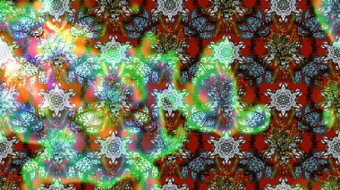 Renkli Bahar Teması eskiz kalıbı. Yeşil ve nötr renklerde çiçekler. Asya tekstil tarzında. Çiçek desenli çizim. Düz Çiçek Elementleri Tasarımı. Raster illüstrasyonu.