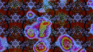 Düz Çiçek Elementleri Tasarımı. Kahverengi ve mor renkli çiçekler. Çiçekli çiçek deseni, suluboya. Renkli Bahar Teması eskiz kalıbı. Raster illüstrasyonu.