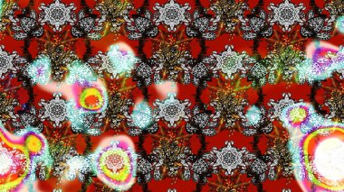 Çiçek ve yapraklı çiçek deseni. Raster illüstrasyonu. Küçük çiçekli şirin desen.