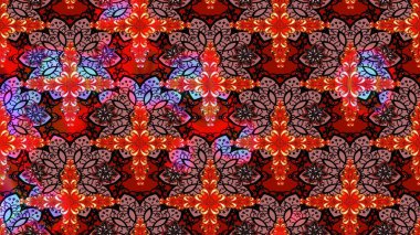 Parlak çiçekli kolaj çiçekleri kırmızı ve kahverengi. Çiçekli zambakların eskiz geçmişi. Çiçek tasarımı için inanılmaz kolaj cennet tarzı..