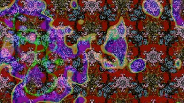 Kahverengi ve kırmızı çiçekli eskiz deseni, suluboya çiçek deseni, sevimli çiçek, duvar kağıdı, kart veya kumaş için fayanslı. Raster - stok.