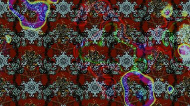 Çiçek çelengi. Güzel, parlak, pürüzsüz kumaş, tuval. Desen, çizim, çiçek sınırı. Raster illüstrasyonu. Eski moda arka plan. Kıvırcık, parlak örgü.