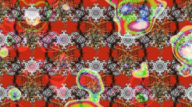 Kırmızı ve gri renkte çiçekler. Düz Çiçek Elementleri Tasarımı. Raster illüstrasyonundaki çiçek desenli çizim. Renkli Yaz Teması çizim şablonu.