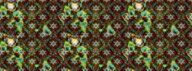 Sevimli çiçek raster deseni. Yeşil ve kahverengi renkli çiçekler. Renkli Bahar Teması eskiz kalıbı. Düz Çiçek Elementleri Tasarımı.