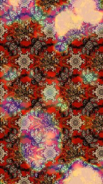 Zarif, parlak ve eskiz kahverengi, bej ve kırmızı çiçek desenli tasarım. Raster. Sabıka baskıları, bebek kıyafetleri, duvar kâğıtları, paket kutuları vb..