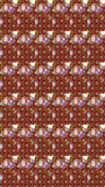 Raster illüstrasyonu. Kahverengi, kırmızı ve bej renklerde. Çiçekli güzel suluboya desen.