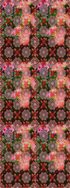 Çiçek duvar kâğıdı. Çiçek arkaplan. Renkli, pürüzsüz desen. Kahverengi ve gri renkli şirin tekstil tarzında. Raster illüstrasyonu.